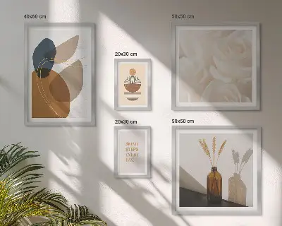 Dekoracje ścienne w stylu boho z motywem roślinnym zestaw 5 obrazów w ramie