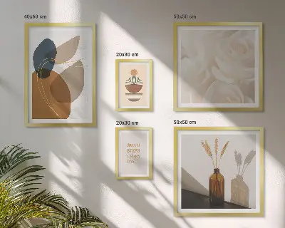 Dekoracje ścienne w stylu boho z motywem roślinnym zestaw 5 obrazów w ramie