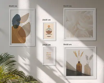 Dekoracje ścienne w stylu boho z motywem roślinnym zestaw 5 obrazów w ramie