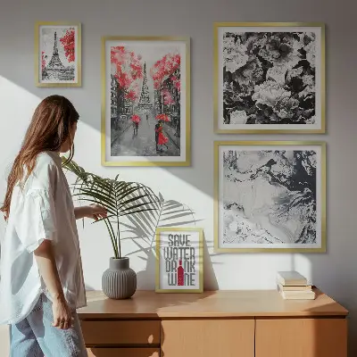 Galeria obrazów na ścianę Paryskie kwiaty i wzory