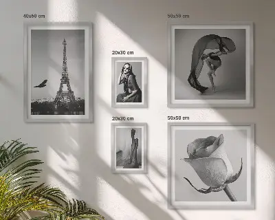 Zestaw obrazów w ramie do galerii ściennej w stylu czarno-białego Paryża