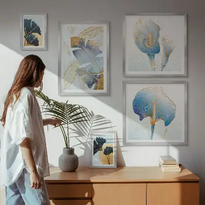 Galeria obrazów na ścianę z nowoczesnymi roślinnymi motywami