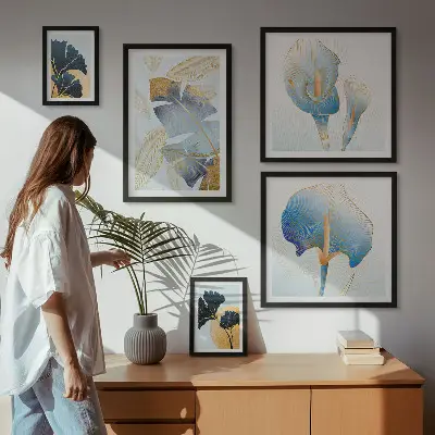 Galeria obrazów na ścianę z nowoczesnymi roślinnymi motywami