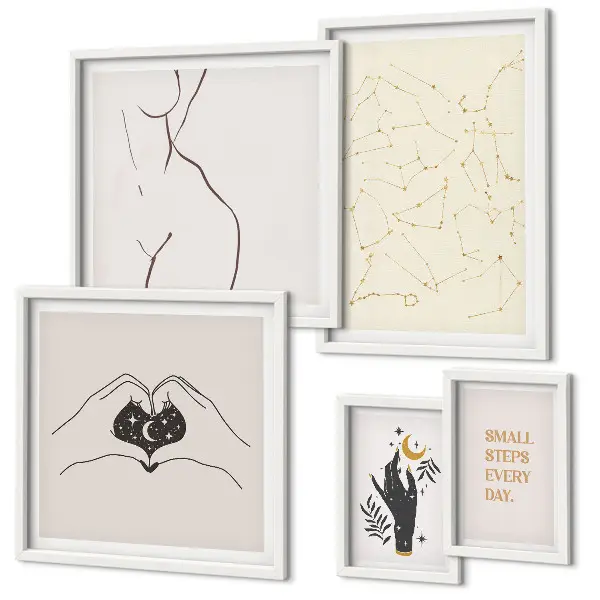 Galeria obrazów na ścianę Minimalistyczne kosmiczne motywy