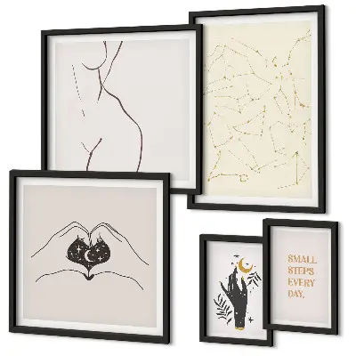 Galeria obrazów na ścianę Minimalistyczne kosmiczne motywy
