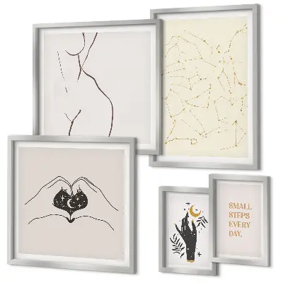 Galeria obrazów na ścianę Minimalistyczne kosmiczne motywy