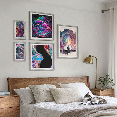 Zestaw 5 obrazów w ramie Kosmiczne inspiracje surrealizm