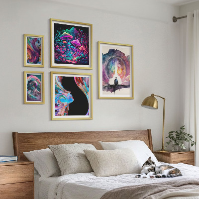 Zestaw 5 obrazów w ramie Kosmiczne inspiracje surrealizm