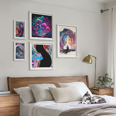 Zestaw 5 obrazów w ramie Kosmiczne inspiracje surrealizm