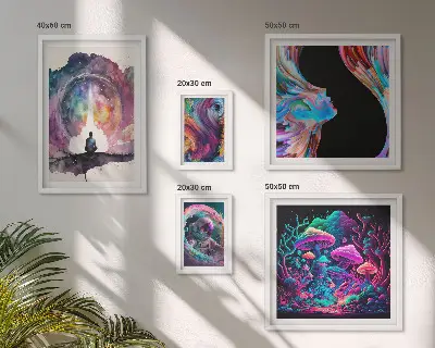 Kosmiczne inspiracje surrealizm zestaw 5 obrazów w ramie