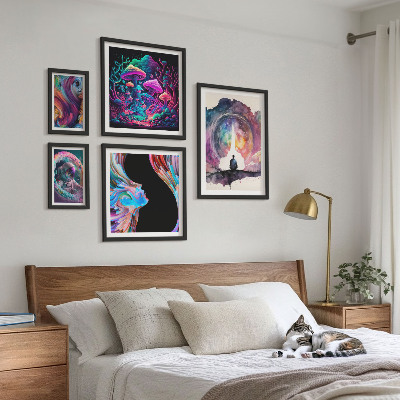 Zestaw 5 obrazów w ramie Kosmiczne inspiracje surrealizm
