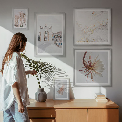 Zestaw obrazów w ramie do galerii ściennej Stylowe widoki architektura natura