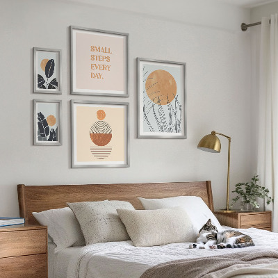 Zestaw obrazów w ramie do galerii ściennej Stylowe grafiki roślinne hasła
