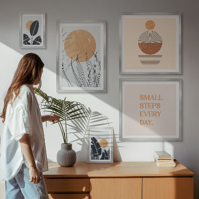 Zestaw obrazów w ramie do galerii ściennej Stylowe grafiki roślinne hasła