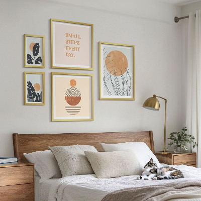 Zestaw obrazów w ramie do galerii ściennej Stylowe grafiki roślinne hasła