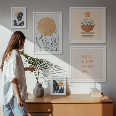 Zestaw obrazów w ramie do galerii ściennej Stylowe grafiki roślinne hasła