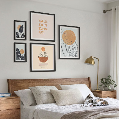 Zestaw obrazów w ramie do galerii ściennej Stylowe grafiki roślinne hasła