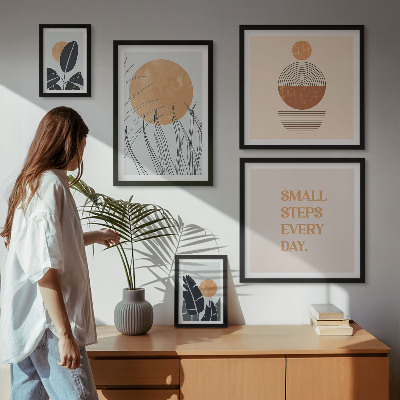 Zestaw obrazów w ramie do galerii ściennej Stylowe grafiki roślinne hasła