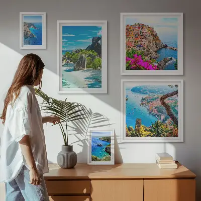 Galeria obrazów na ścianę z widokami krajobrazów nadmorskich