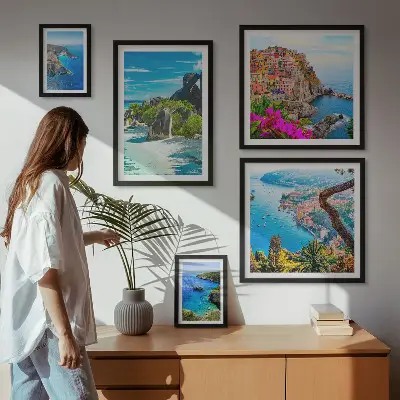 Galeria obrazów na ścianę z widokami krajobrazów nadmorskich