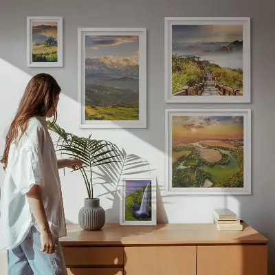 Galeria obrazów na ścianę górskie krajobrazy z wodospadami