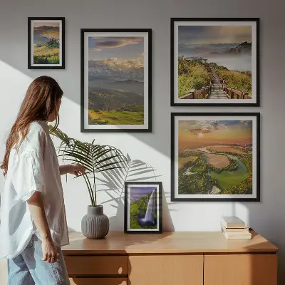 Galeria obrazów na ścianę górskie krajobrazy z wodospadami