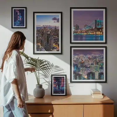 Galeria obrazów na ścianę Miejskie nocne pejzaże neonów