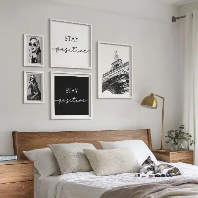 Zestaw 5 obrazów w ramie stylowe grafiki z motywem mody paryskiej