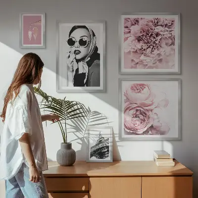 Galeria obrazów na ścianę stylowe portrety z motywem róż