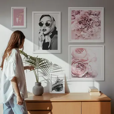 Galeria obrazów na ścianę stylowe portrety z motywem róż