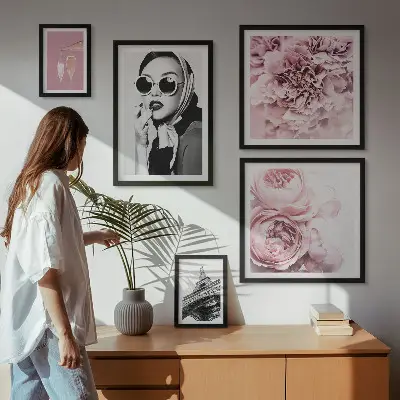 Galeria obrazów na ścianę stylowe portrety z motywem róż