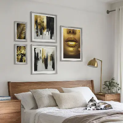 Galeria obrazów na ścianę w stylu glamour z motywem roślin i twarzy
