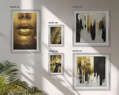Galeria obrazów na ścianę w stylu glamour z motywem roślin i twarzy