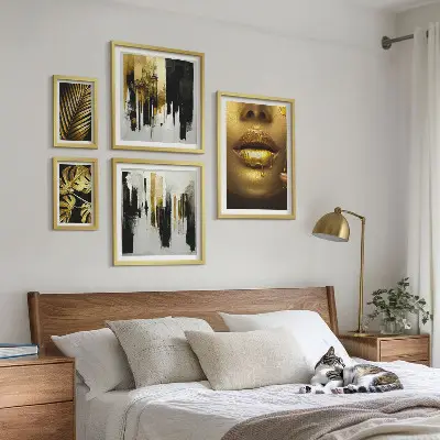 Galeria obrazów na ścianę w stylu glamour z motywem roślin i twarzy