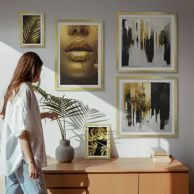 Galeria obrazów na ścianę w stylu glamour z motywem roślin i twarzy