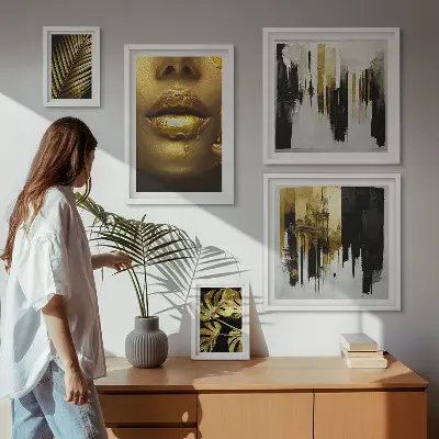 Galeria obrazów na ścianę w stylu glamour z motywem roślin i twarzy