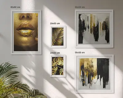 Galeria obrazów na ścianę w stylu glamour z motywem roślin i twarzy