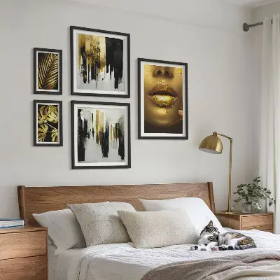 Galeria obrazów na ścianę w stylu glamour z motywem roślin i twarzy
