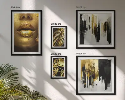Galeria obrazów na ścianę w stylu glamour z motywem roślin i twarzy