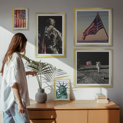 Zestaw 5 obrazów w ramie Amerykańska symbolika historii