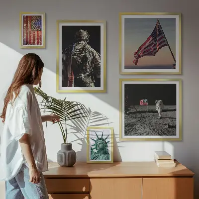 Amerykańska symbolika historii zestaw 5 obrazów w ramie