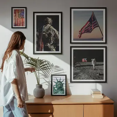 Amerykańska symbolika historii zestaw 5 obrazów w ramie