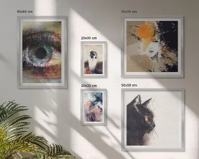 Zestaw obrazów w ramie do galerii ściennej z motywem abstrakcyjnych portretów w stylu nowoczesnym