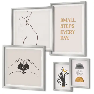 Galeria obrazów na ścianę motywacja pozytywne myślenie w stylu minimalistycznym