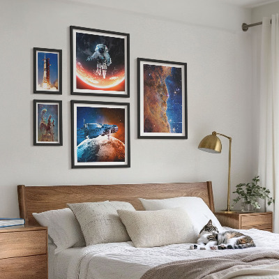 Zestaw obrazów w ramie do galerii ściennej Kosmiczne podróże galaktyki