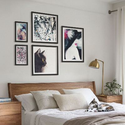 Zestaw obrazów w ramie do galerii ściennej Stylowe portrety abstrakcje