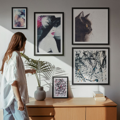 Zestaw obrazów w ramie do galerii ściennej Stylowe portrety abstrakcje