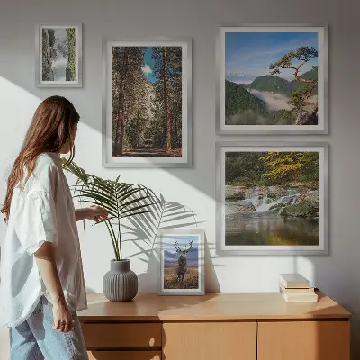 Zestaw obrazów w ramie do galerii ściennej Pejzaże górskie i dzika natura