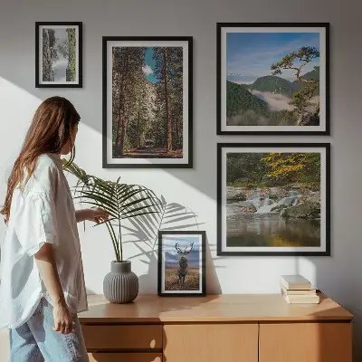 Zestaw obrazów w ramie do galerii ściennej Pejzaże górskie i dzika natura