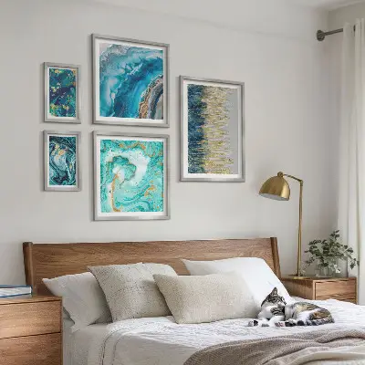 Abstrakcyjne niebieskie kompozycje galeria obrazów na ścianę